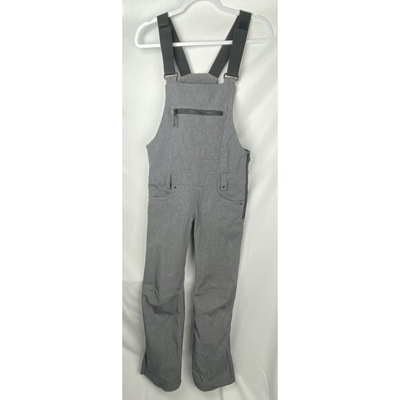 686 Softshell Bib Womens XS Gossip Snow Bib Pants Grey Melange Snowboarding Ski - Picture 1 of 16